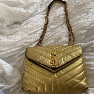 YSL metallic gold purse
